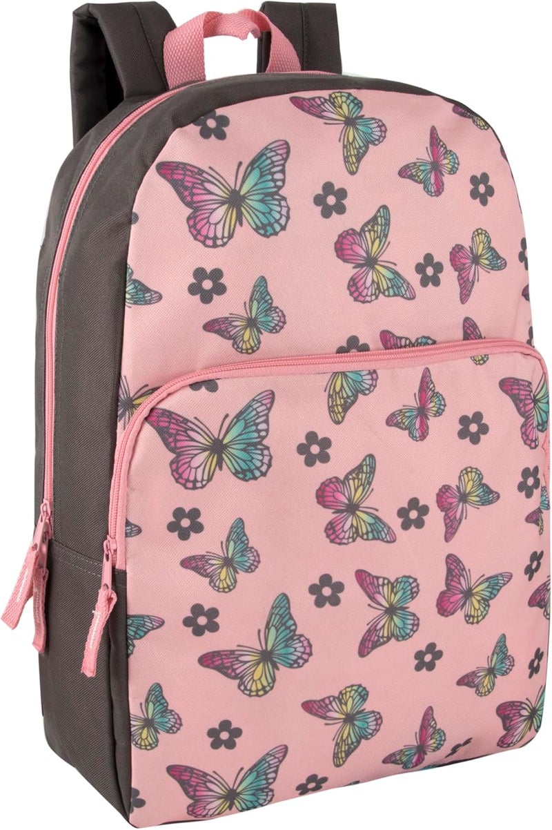 Trailmaker Fun School Backpack for Elementary Middle School Girls and Boys | 17 Inch Printed Backpacks for School Kids, Travel (Big Bold Butterflies) - Image 1